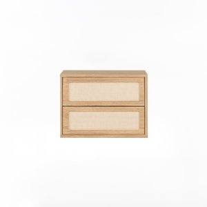 Mesa de Cabeceira Suspensa Har 2 Gavetas - 45 cm x 35 cm - Tauari / Telinha Rattan Tauari - Telinha 