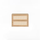 Ver imagem 2 de Mesa de Cabeceira Suspensa 100% MDF 2 Gavetas Har - 45 cm X 35 cm - Tauari / Telinha Rattan