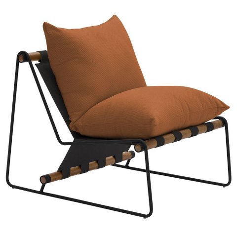 Poltrona Decorativa Turim Base Aço Preto Recouro Black Poliéster Terracota - Nexta Casa