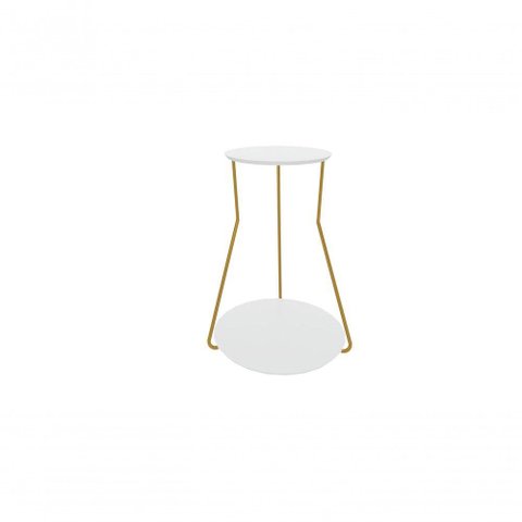Mesa Lateral Industrial 2 Andares Dourado - Branco