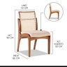 Kit 4 Cadeiras para Mesa de Jantar Lisboa com Encosto Rattan Madeira Maciça Linho Bege M58 RMI - 3