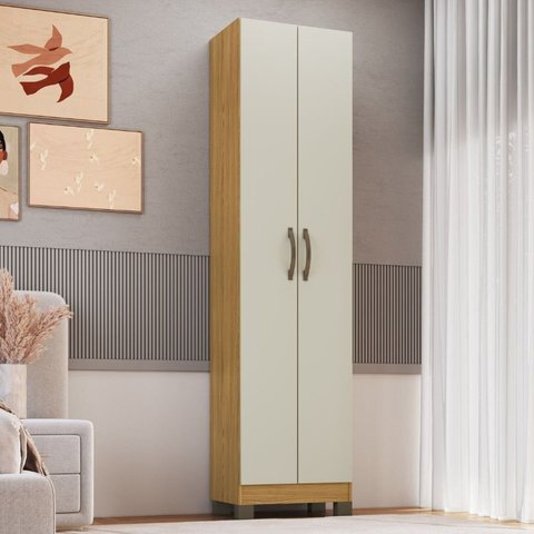 Roupeiro Multiuso 2 Portas 180,5cm RP1208 Bege/Ipê/Cristalo