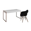 Ver imagem 5 de Escrivaninha Estilo Industrial Malta Branca 137x53cm Base Cobre com 1 Poltrona Preta Eam Marrom