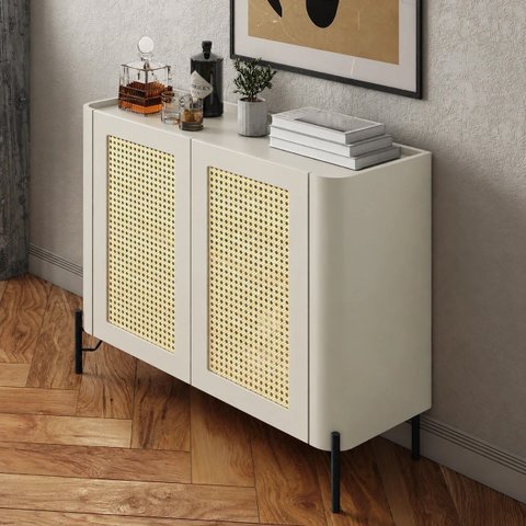 Buffet Bend 99 cm Porta Sextavada Incolar Luna com Pé Preto