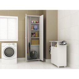 Conjunto Lavanderia com Armário e Tábua de Passar Organizadora Neve Espresso Móveis - 2