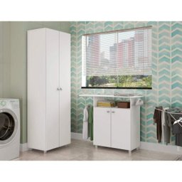 Conjunto Lavanderia com Armário e Tábua de Passar Organizadora Neve Espresso Móveis - 1