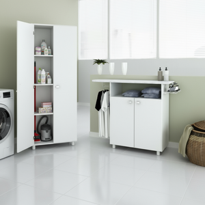 Conjunto Lavanderia com Armário e Tábua de Passar Organizadora Neve Espresso Móveis