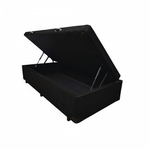 Box Baú Solteiro Blindado na Chapa de Madeira - Suede Preto
