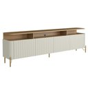 Ver imagem 3 de Rack Sala com Painel para Tv 75 Pol 4 Portas Brise 220cm Pés Dourado Clio I03 Louro Luna - Lyam