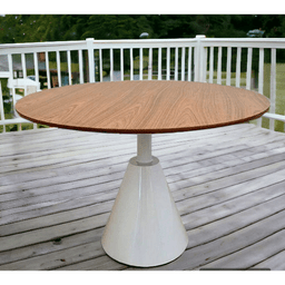 Mesa De Jantar Cone Redonda Velt 80 cm Tampo Freijó Base Branca Personal Decor Branco - 2