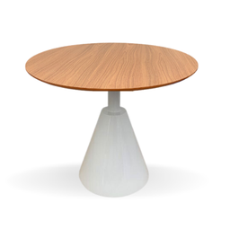 Mesa De Jantar Cone Redonda Velt 80 cm Tampo Freijó Base Branca Personal Decor Branco - 1