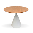 Ver imagem 1 de Mesa de Jantar Cone Redonda Velt 80 Cm Tampo Freijó Base Branca Personal Decor Branco
