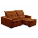 Ver imagem 2 de Sofa Retratil Reclinavel 2 Lugares 2,50m Atlantis Veludo Laranja Lansofbr