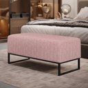 Ver imagem 2 de Kit 02 Puff Decorativo Sala de Estar Cléo 90cm Base de Ferro Preto W01 Linho Rosa - Lyam Decor