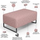 Ver imagem 4 de Kit 02 Puff Decorativo Sala de Estar Cléo 90cm Base de Ferro Preto W01 Linho Rosa - Lyam Decor