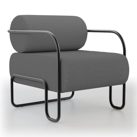 Poltrona Decorativa Orgânica Living Miska Linho Grafite - Desk Design