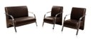 Ver imagem 1 de Conjunto Sevilha 2 Poltronas + 1 Namoradeira Braço Metal Decoração Recepção Sala - Corino Marrom
