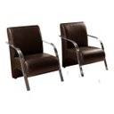 Ver imagem 4 de Conjunto Sevilha 2 Poltronas + 1 Namoradeira Braço Metal Decoração Recepção Sala - Corino Marrom