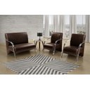 Ver imagem 2 de Conjunto Sevilha 2 Poltronas + 1 Namoradeira Braço Metal Decoração Recepção Sala - Corino Marrom