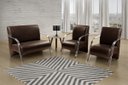 Ver imagem 2 de Conjunto Sevilha 2 Poltronas + 1 Namoradeira Braço Metal Decoração Recepção Sala - Corino Marrom