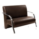 Ver imagem 3 de Conjunto Sevilha 2 Poltronas + 1 Namoradeira Braço Metal Decoração Recepção Sala - Corino Marrom