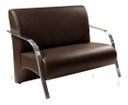 Ver imagem 3 de Conjunto Sevilha 2 Poltronas + 1 Namoradeira Braço Metal Decoração Recepção Sala - Corino Marrom