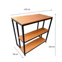 Ver imagem 7 de Ilha para Cozinha de Madeira em Stain Castanheira e Ferro em Preto Eletrostático - 4 Rodízios e 2 Pr