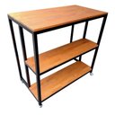 Ver imagem 6 de Ilha para Cozinha de Madeira em Stain Castanheira e Ferro em Preto Eletrostático - 4 Rodízios e 2 Pr