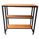 Ver imagem 3 de Ilha para Cozinha de Madeira em Stain Castanheira e Ferro em Preto Eletrostático - 4 Rodízios e 2 Pr