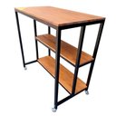 Ver imagem 5 de Ilha para Cozinha de Madeira em Stain Castanheira e Ferro em Preto Eletrostático - 4 Rodízios e 2 Pr