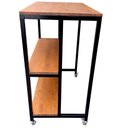 Ver imagem 4 de Ilha para Cozinha de Madeira em Stain Castanheira e Ferro em Preto Eletrostático - 4 Rodízios e 2 Pr