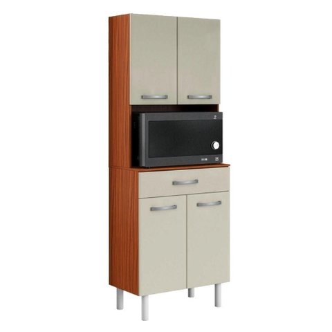 Armário de Cozinha Paneleiro Aries 4 Portas 1 Prateleira 1 Gaveta MDP 61cm Madeirado Areia