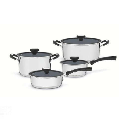 Jogo de Panelas Solar Ceramic em Aço Inox Fundo Triplo com Revestimento Interno Cerâmico