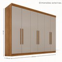Ver imagem 3 de Guarda-Roupa Casal 100% MDF com 6 Portas e 6 Gavetas 274cm Multimóveis Cinamomo/Off White