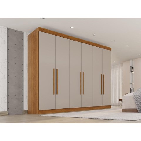 Guarda-Roupa Casal 100% MDF com 6 Portas e 6 Gavetas 274cm Multimóveis Cinamomo/Off White