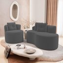 Ver imagem 2 de Kit Sofá e Poltrona Orgânica Living Bob com Almofadas Bouclê Cinza Escuro - Desk Design