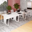 Ver imagem 1 de Mesa Trabalho Escritório 6 Pessoas 360cm Pé Metal F5 Office Cor:branco