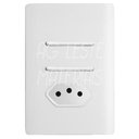 Ver imagem 1 de Cj Interruptor Duplo Simples + Tomada 10a com Suporte 4x2 - Dicompel Novara Branco Total - Dnv1100/2