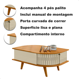 Mesa de Centro Sala de Estar Madeira Varanda Decorativa Pés Palito:opala - 4