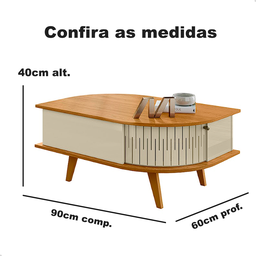 Mesa de Centro Sala de Estar Madeira Varanda Decorativa Pés Palito:opala - 3