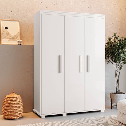 Guarda Roupa Roupeiro Multiuso Quarto Solteiro Belize 100% MDF Branco