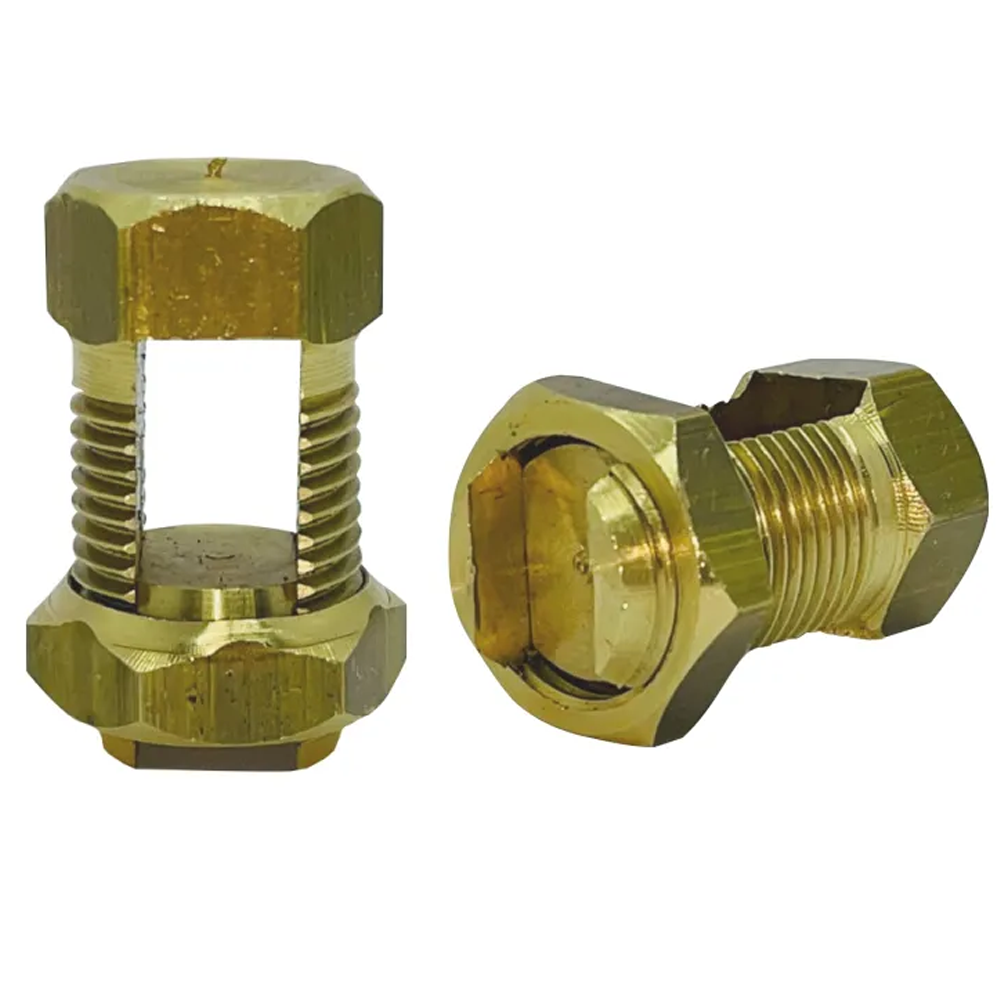 10un. Conector Split Bolt 10mm Parafuso Fendido Latão Emenda - 11