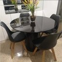 Ver imagem 2 de Mesa de Jantar Cone 100cmtampo Laca Preta + Vidro Base Preta
