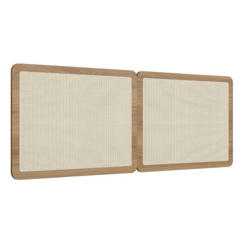 Cabeceira Painel Casal Oslo Artesano 160 cm (Largura) MDP Hanover e Tela Sintética (Palhinha) Bege