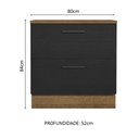 Ver imagem 3 de Balcão Armário de Cozinha 80 cm 2 Gavetas Rustic/Preto Agata Madesa