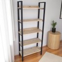 Ver imagem 1 de Estante para Livros Estilo Industrial 5 Prateleiras Madeira