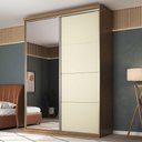 Ver imagem 1 de Guarda Roupa 1,74m 2 Portas de Correr C/ Espelho 100% Mdf Cor:nogueira com Areia