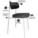 Ver imagem 7 de Kit 08 Cadeiras Estofada para Sala de Jantar Astrid Branco C01 Linho Preto Courino Preto - Lyam