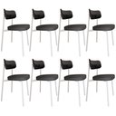 Ver imagem 1 de Kit 08 Cadeiras Estofada para Sala de Jantar Astrid Branco C01 Linho Preto Courino Preto - Lyam