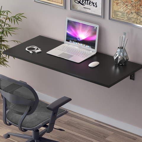 Mesa de Parede Dobravel Supensa com Suporte 90x45 Onix